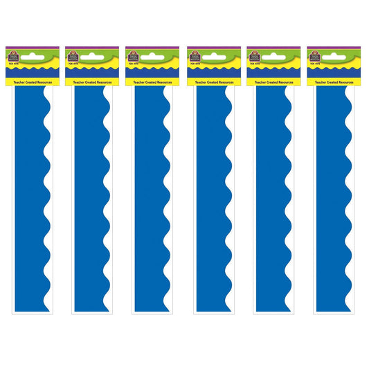 Blue Scalloped Border Trim, 35 Feet Per Pack, 6 Packs - Loomini