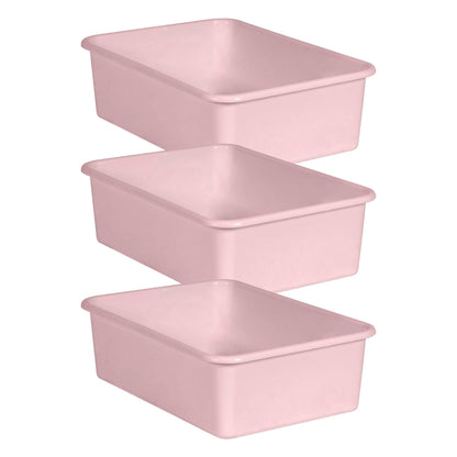 Blush Large Plastic Storage Bin, Pack of 3 - Loomini