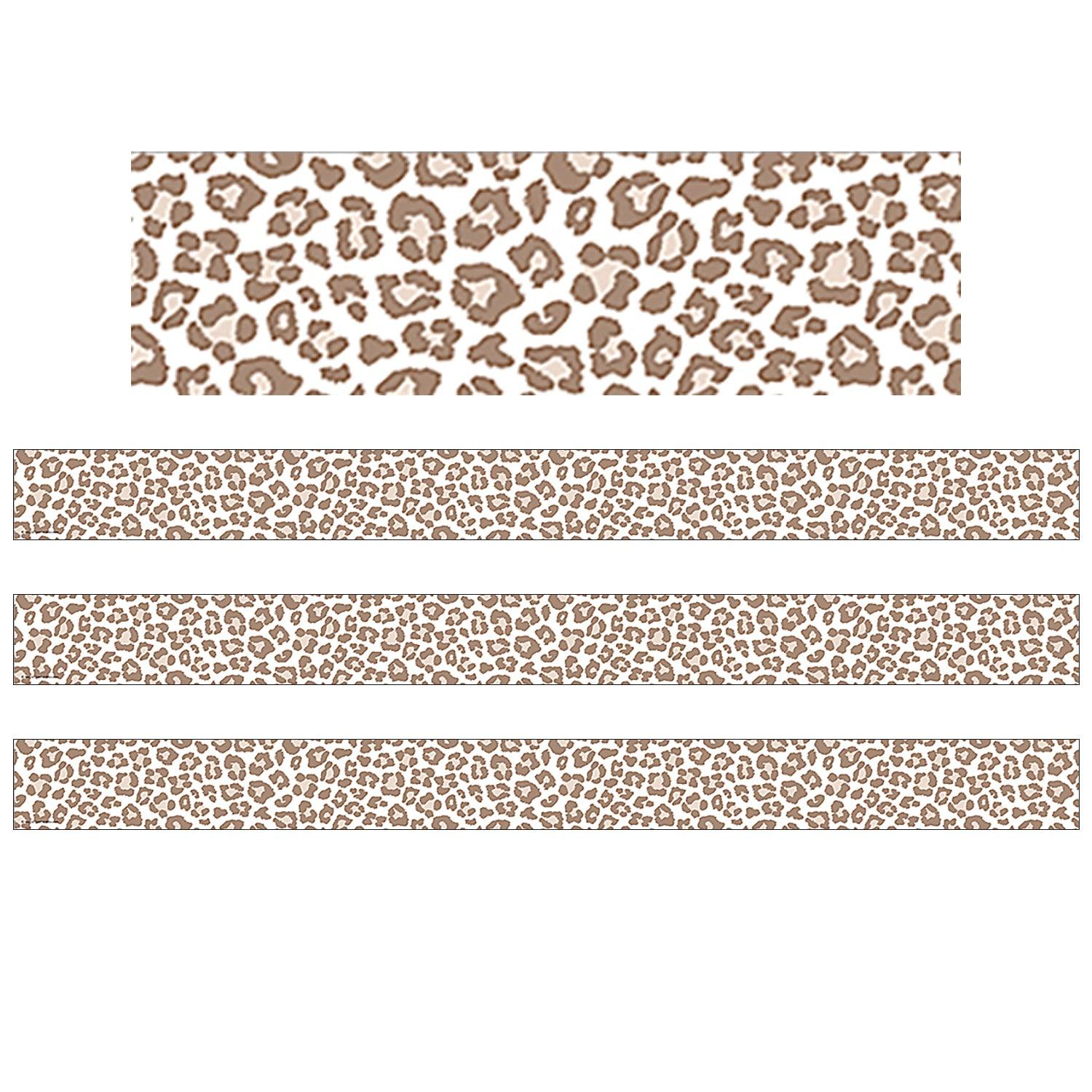 Blush Leopard Print Straight Border Trim, 35 Feet Per Pack, 6 Packs - Loomini