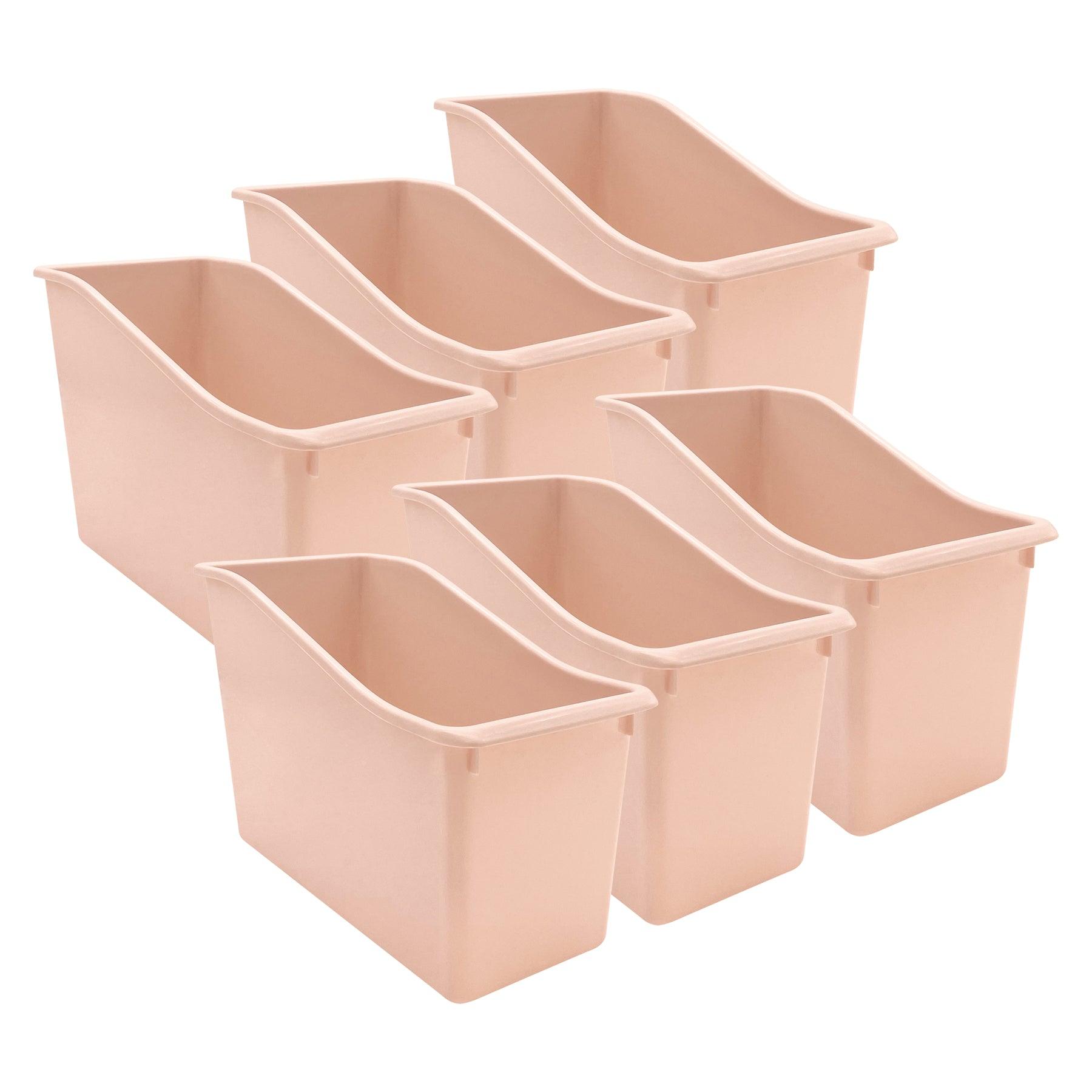 Blush Plastic Book Bin, Pack of 6 - Loomini