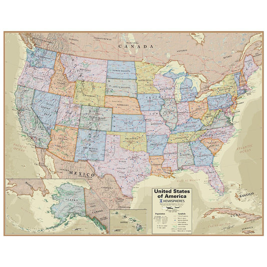 Boardroom Series United States Laminated Wall Map - Loomini