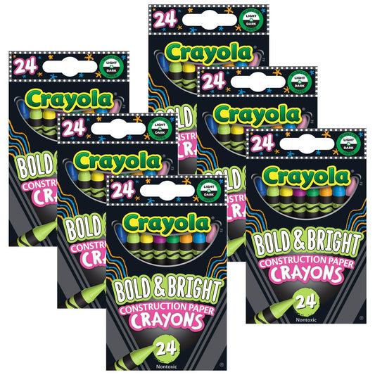 Bold & Bright Construction Paper Crayons, 24 Per Pack, 6 Packs - Loomini