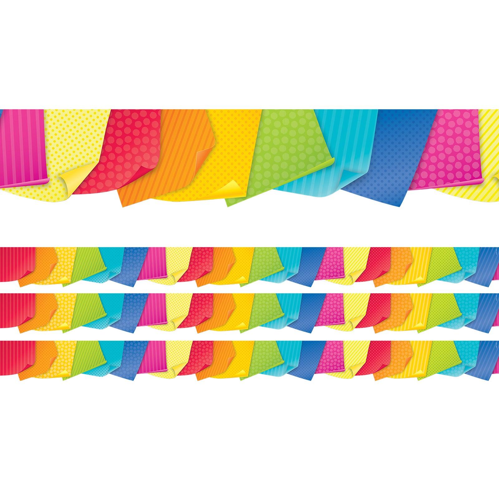 Bold & Bright Sticky Notes EZ Border, 48 Feet Per Pack, 3 Packs - Loomini