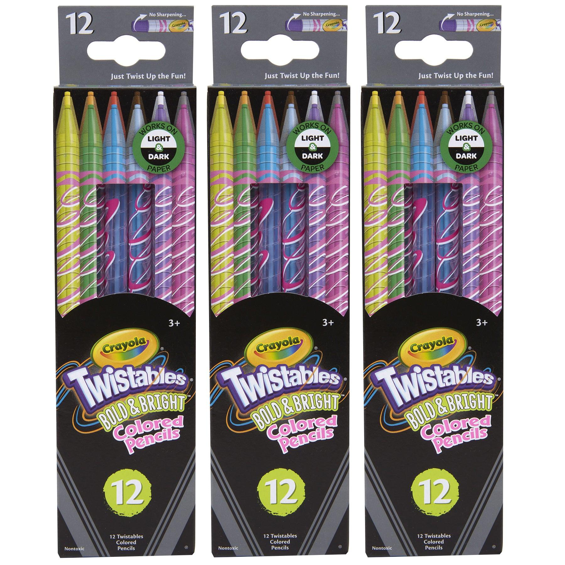 Bold & Bright Twistables Colored Pencils, 12 Per Pack, 3 Packs - Loomini