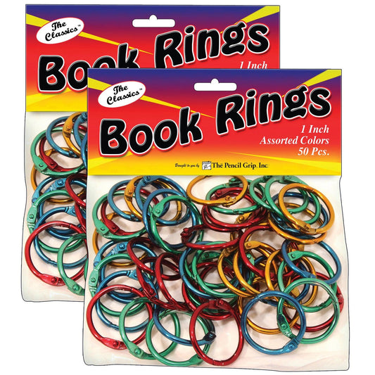 Book Rings, Assorted Colors, 50 Pack Per Pack, 2 Packs - Loomini