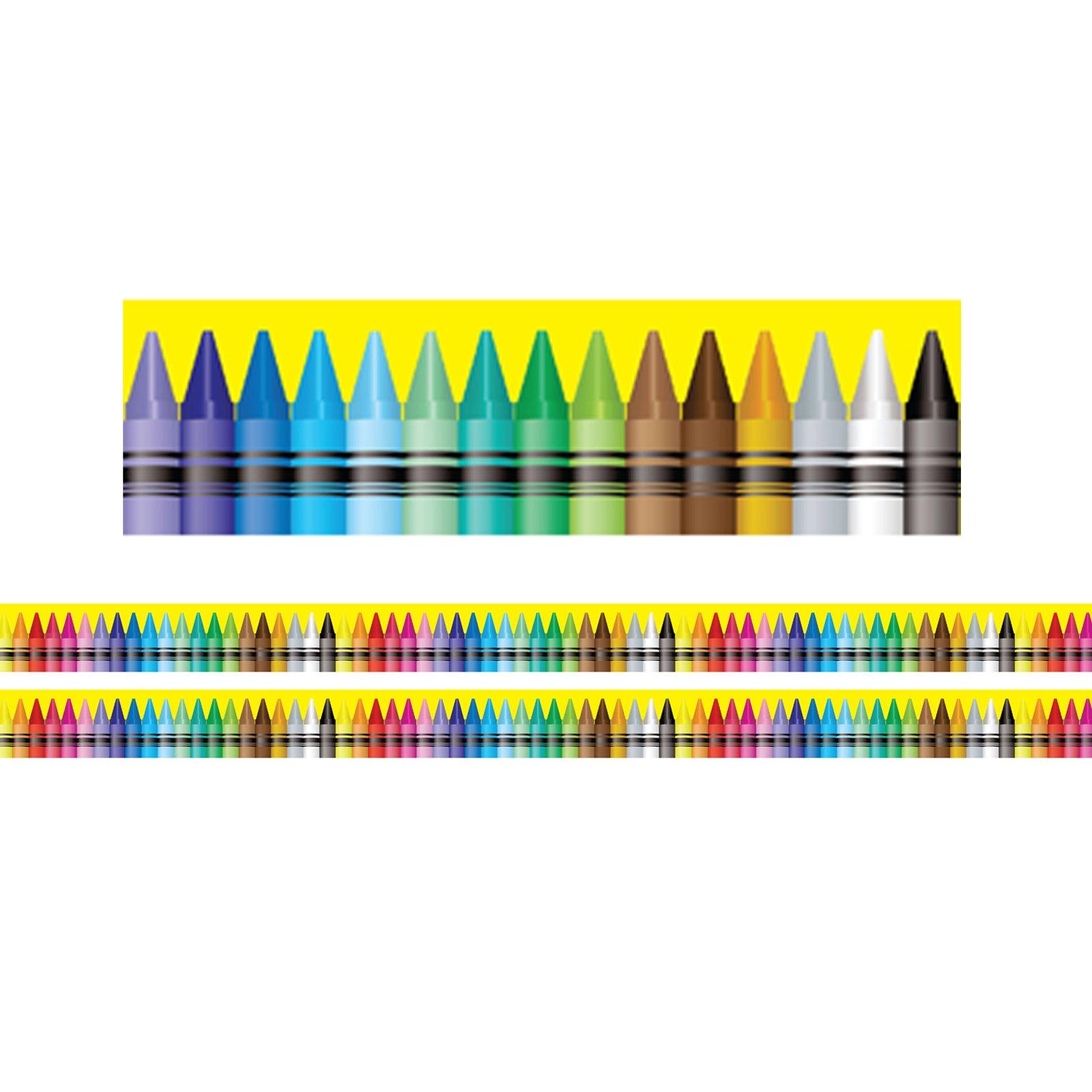 Borders/Trims, Magnetic, Rectangle Cut - 1-1/2" x 24", Crayon Theme, 24' per Pack, 2 Packs - Loomini