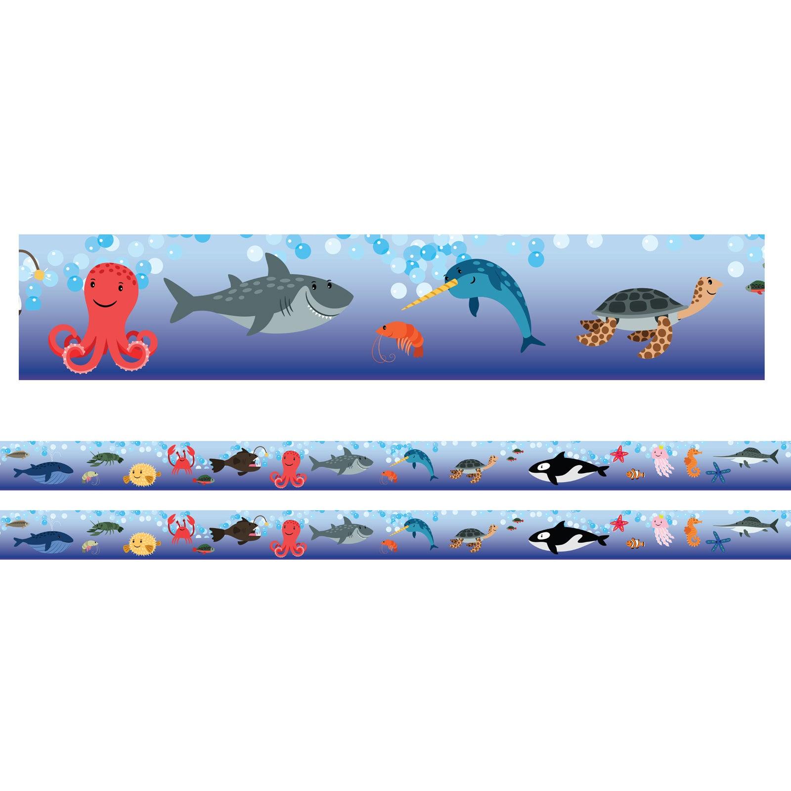 Borders/Trims, Magnetic, Rectangle Cut - 1-1/2" x 24", Sea Life Theme, 24' per Pack, 2 Packs - Loomini