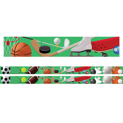 Borders/Trims, Magnetic, Rectangle Cut - 1-1/2" x 24", Sports Theme, 24' per Pack, 2 Packs - Loomini