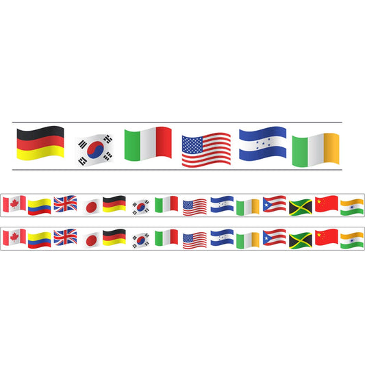Borders/Trims, Magnetic, Rectangle Cut - 1-1/2" x 24", World Flags Theme, 24' per Pack, 2 Packs - Loomini