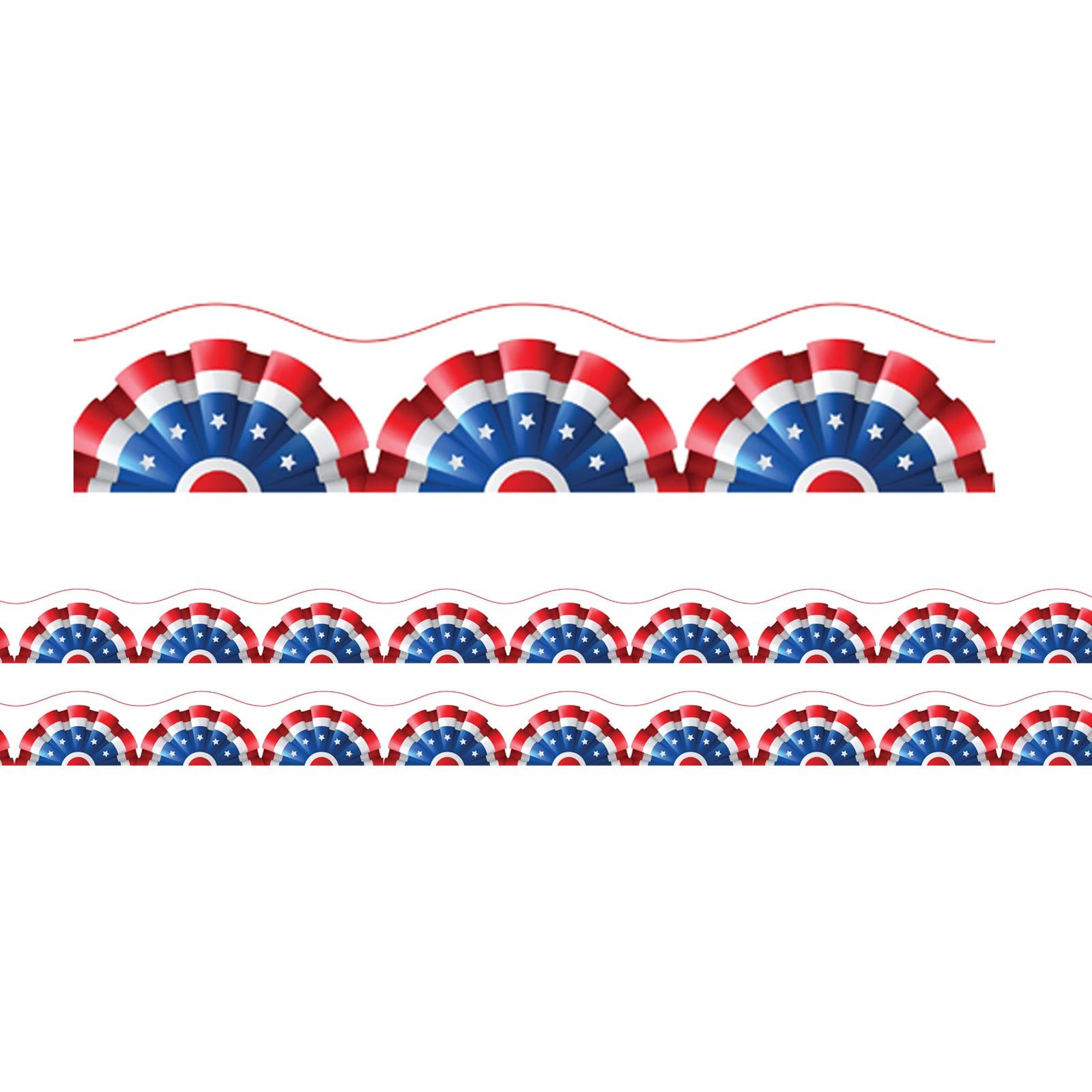 Borders/Trims, Magnetic, Scallop Cut - 1-1/2" x 24", Patriotic Theme, 24' per Pack, 2 Packs - Loomini