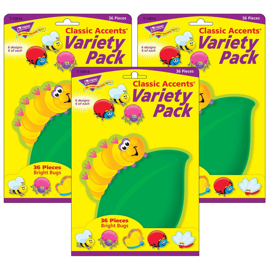 Bright Bugs Classic Accents® Variety Pack, 36 Per Pack, 3 Packs - Loomini