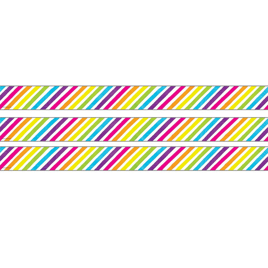 Brights 4Ever Stripes Straight Rolled Border Trim, 50 Feet, 3 Rolls - Loomini