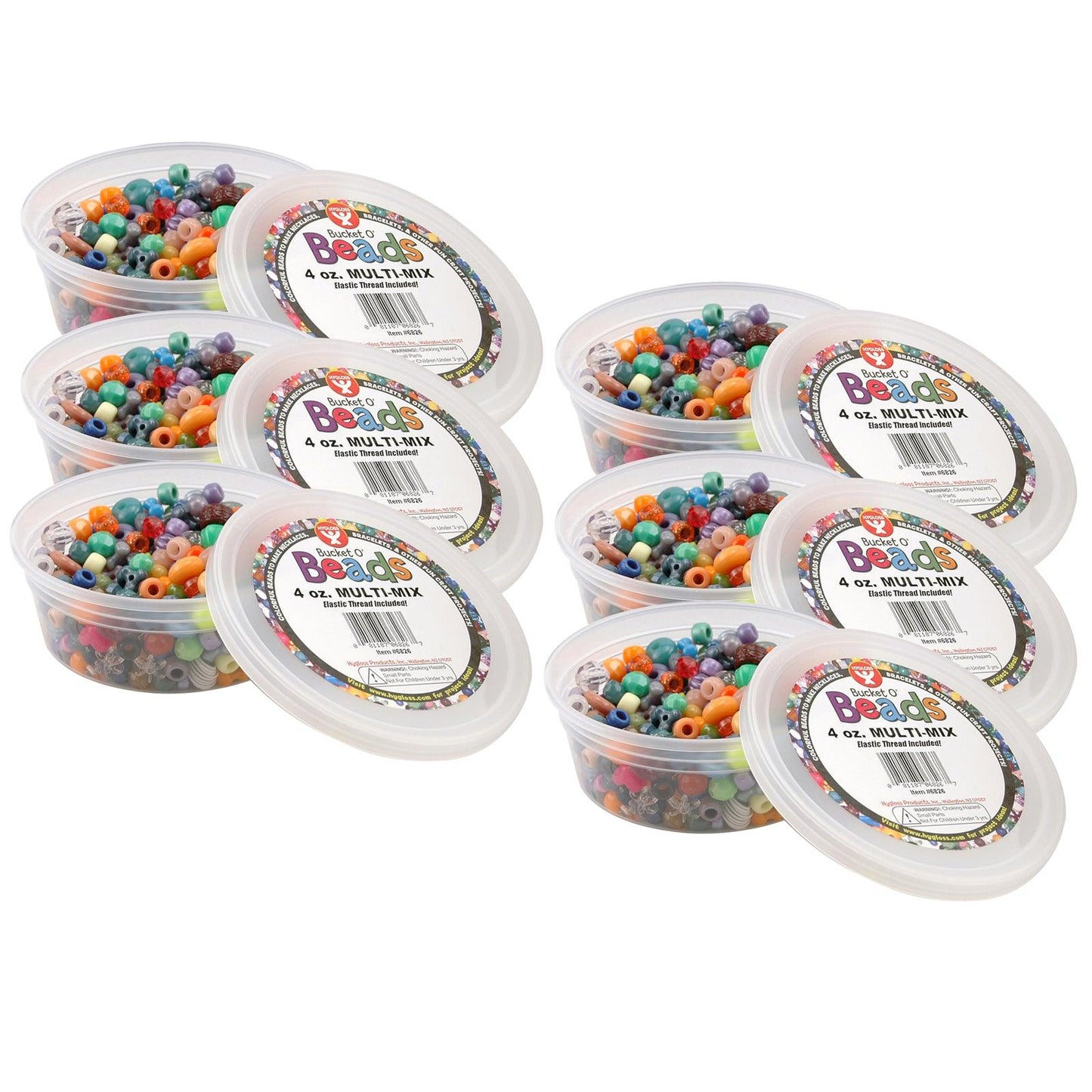 Bucket O’ Beads, Multi-Mix, Asstd Sizes, 4 oz Per Pack, 6 Packs - Loomini
