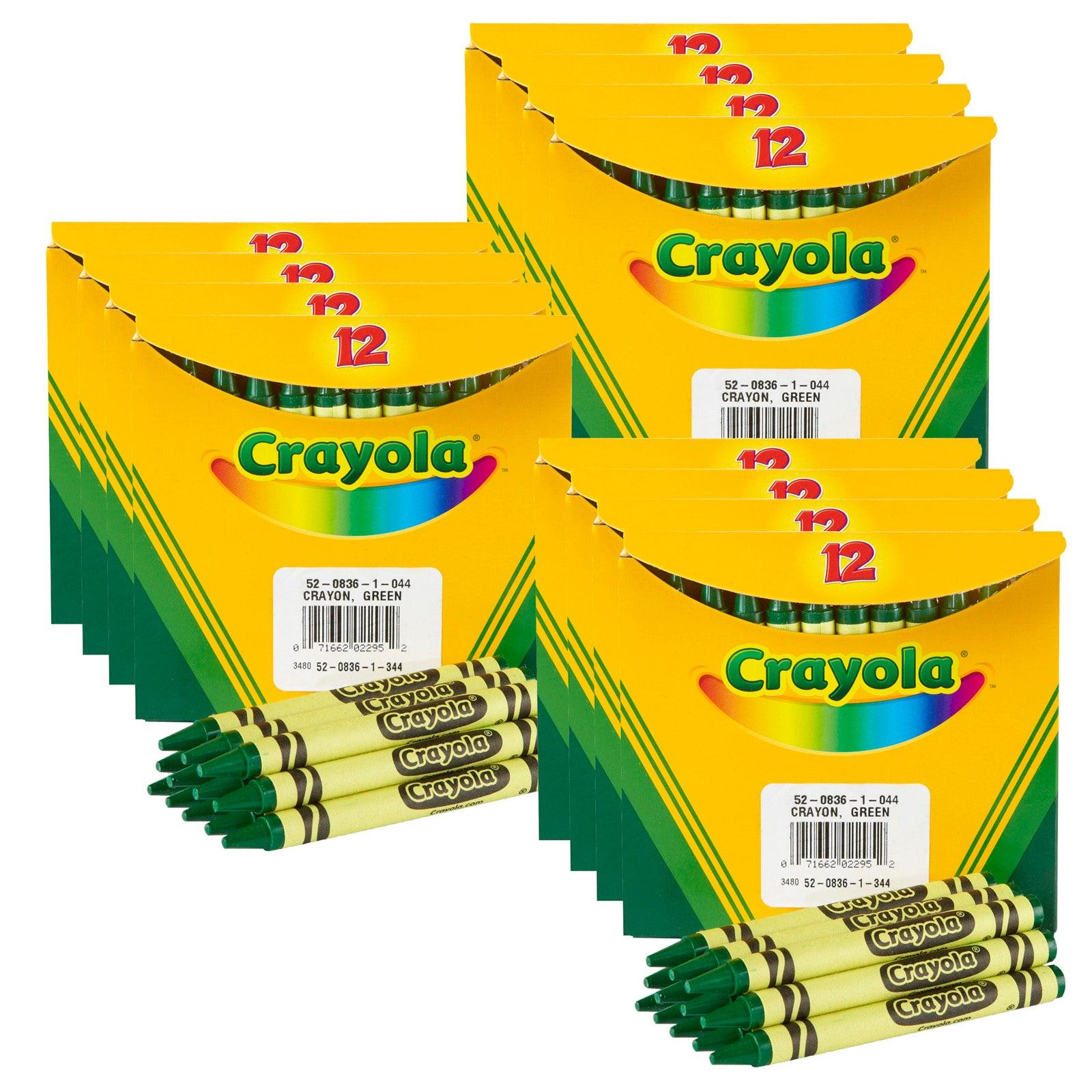 Bulk Crayons, Green, Regular Size, 12 Per Box, 12 Boxes - Loomini