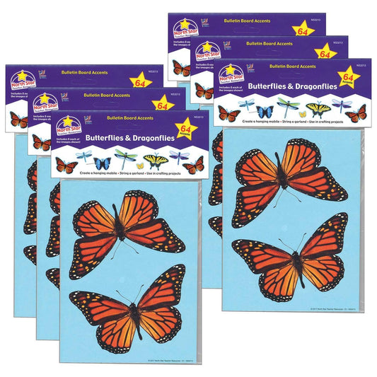 Bulletin Board Accents, Butterflies & Dragonflies, 64 Pieces Per Pack, 6 Packs - Loomini