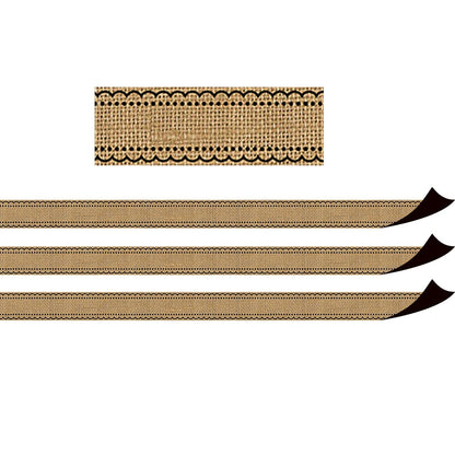 Burlap Design Magnetic Border, 24 Feet Per Pack, 3 Packs - Loomini