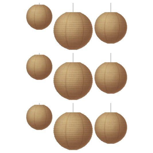 Burlap Design Paper Lanterns, 3 Per Pack, 3 Packs - Loomini