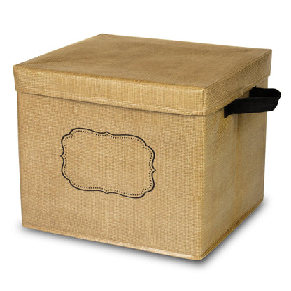 Burlap Design Storage Box with Lid - Loomini