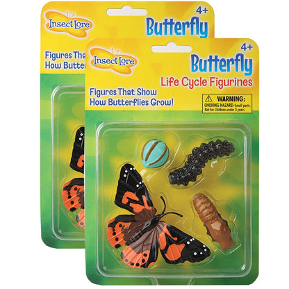 Butterfly Life Cycle Stages Figurines, 4 Per Set, 2 Sets - Loomini