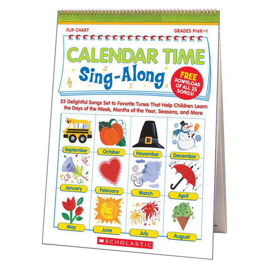 Calendar Time Sing-Along Flip Chart: 25 Delightful Songs Set to Favorite Tunes That Help Children Learn the Days of the Week, Months of the Year, Seasons, and More - Loomini