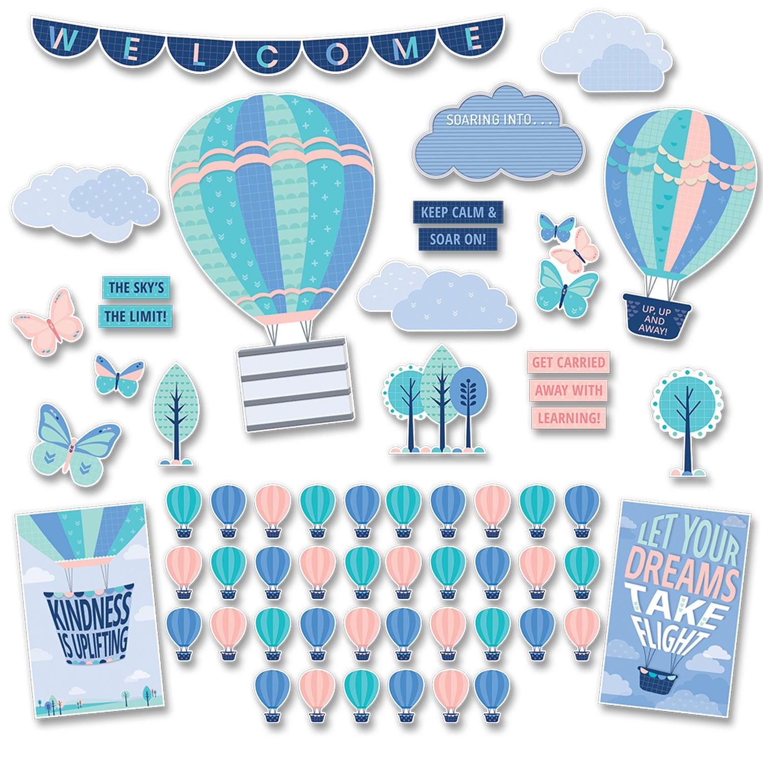 Calm & Cool Soaring High Bulletin Board Set, 57 Pieces - Loomini