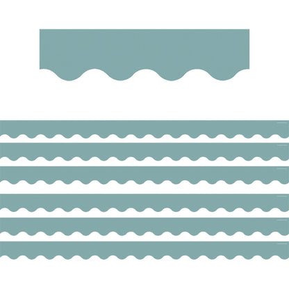 Calming Blue Scalloped Border Trim, 35 Feet Per Pack, 6 Packs - Loomini