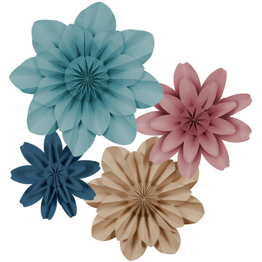 Calming Colors Paper Flowers, Pack of 4 - Loomini