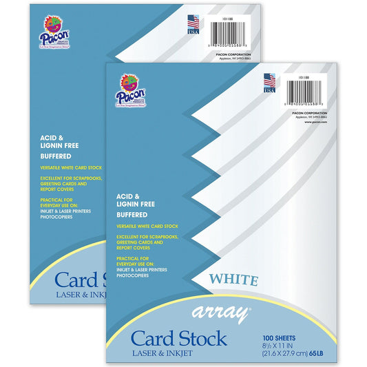 Card Stock, Classic White, 8-1/2" x 11", 100 Sheets Per Pack, 2 Packs - Loomini