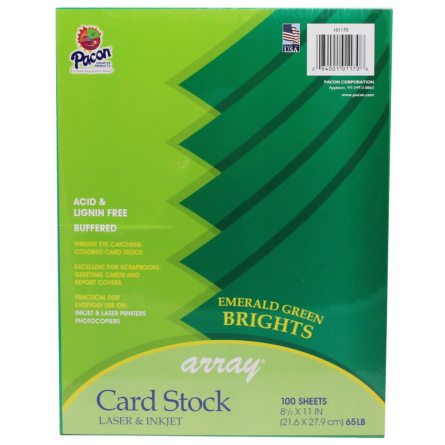 Card Stock, Emerald Green, 8-1/2" x 11", 100 Sheets - Loomini