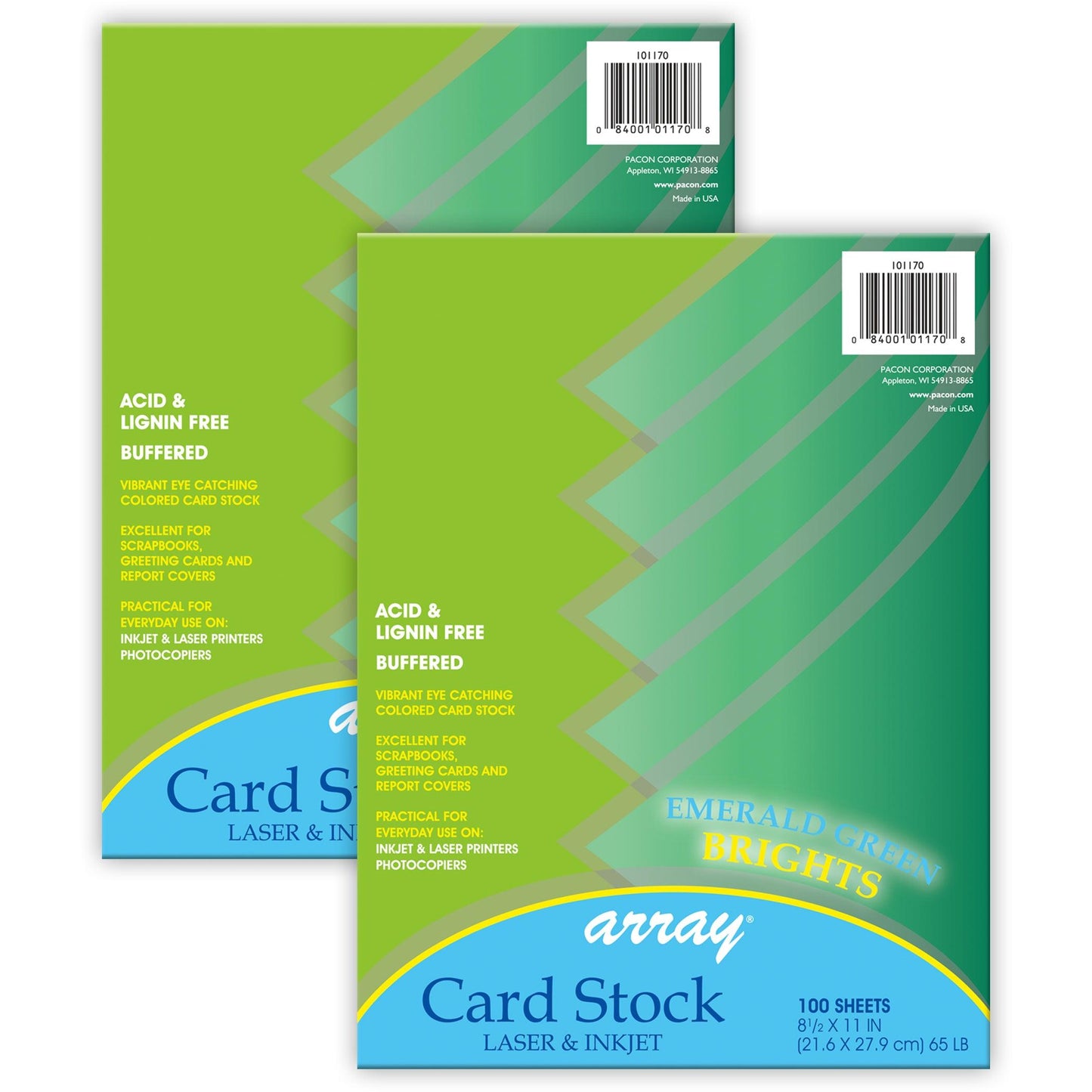 Card Stock, Emerald Green, 8-1/2" x 11", 100 Sheets Per Pack, 2 Packs - Loomini