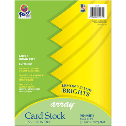 Card Stock, Lemon Yellow, 8-1/2" x 11", 100 Sheets - Loomini