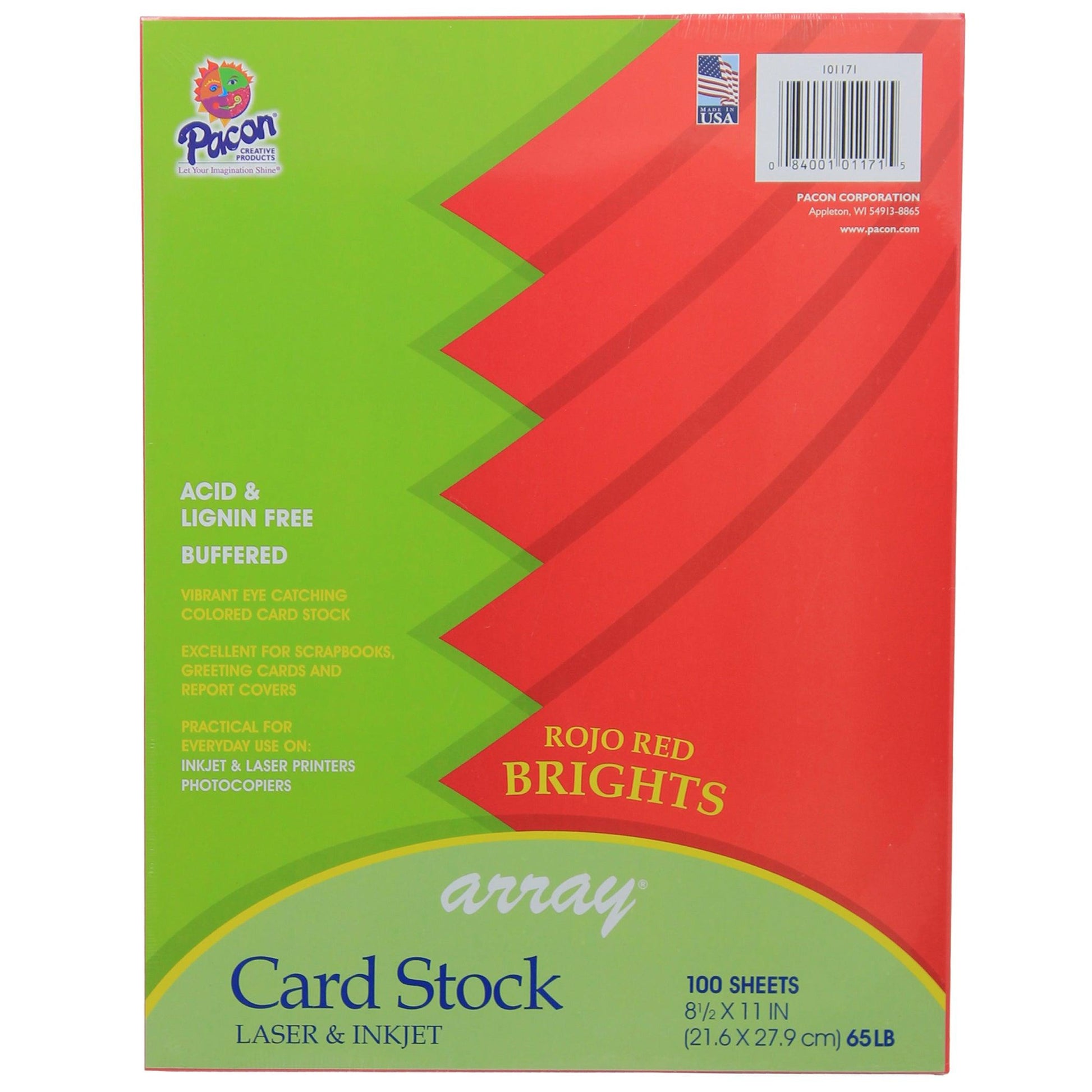 Card Stock, Rojo Red, 8-1/2" x 11", 100 Sheets - Loomini