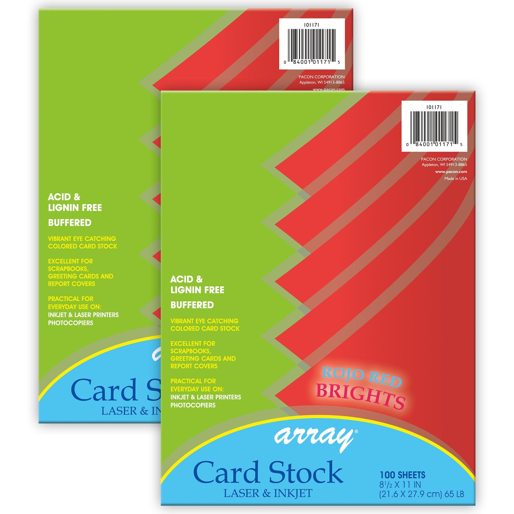 Card Stock, Rojo Red, 8-1/2" x 11", 100 Sheets Per Pack, 2 Packs - Loomini