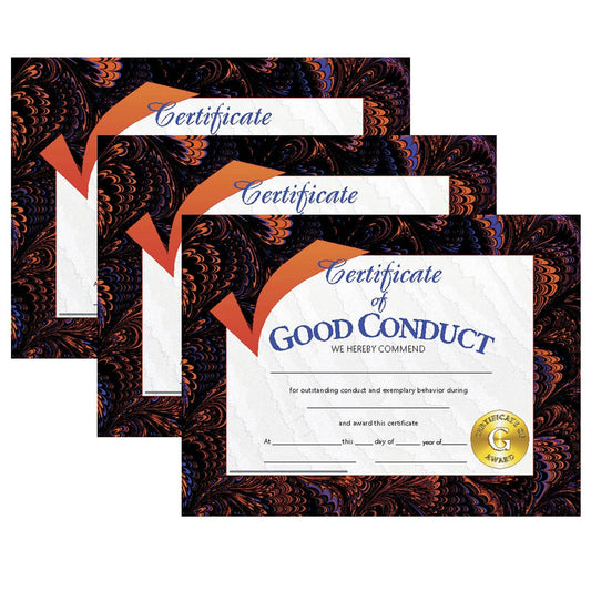 Certificate of Good Conduct, 8.5" x 11", 30 Per Pack, 3 Packs - Loomini