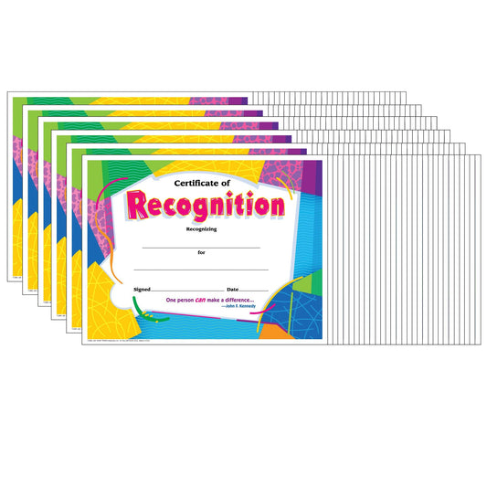 Certificate of Recognition Colorful Classics Certificates, 30 Per Pack, 6 Packs - Loomini