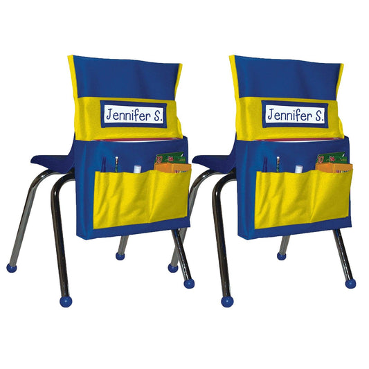 Chairback Buddy™ Pocket Chart, Blue/Yellow, Pack of 2 - Loomini