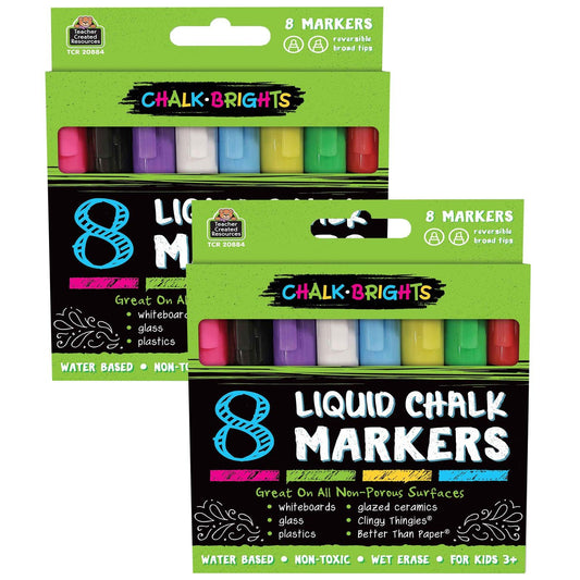 Chalk Brights Liquid Chalk Markers, 8 Per Pack, 2 Packs - Loomini