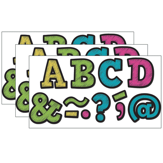 Chalkboard Brights Bold Block 2" Magnetic Letters, 70 Pieces Per Pack, 3 Packs - Loomini