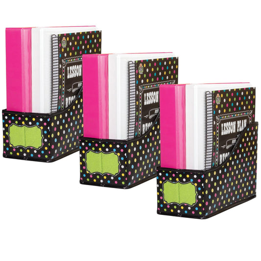 Chalkboard Brights Book Bin, 5"W x 8"H x 11"D, Pack of 3 - Loomini