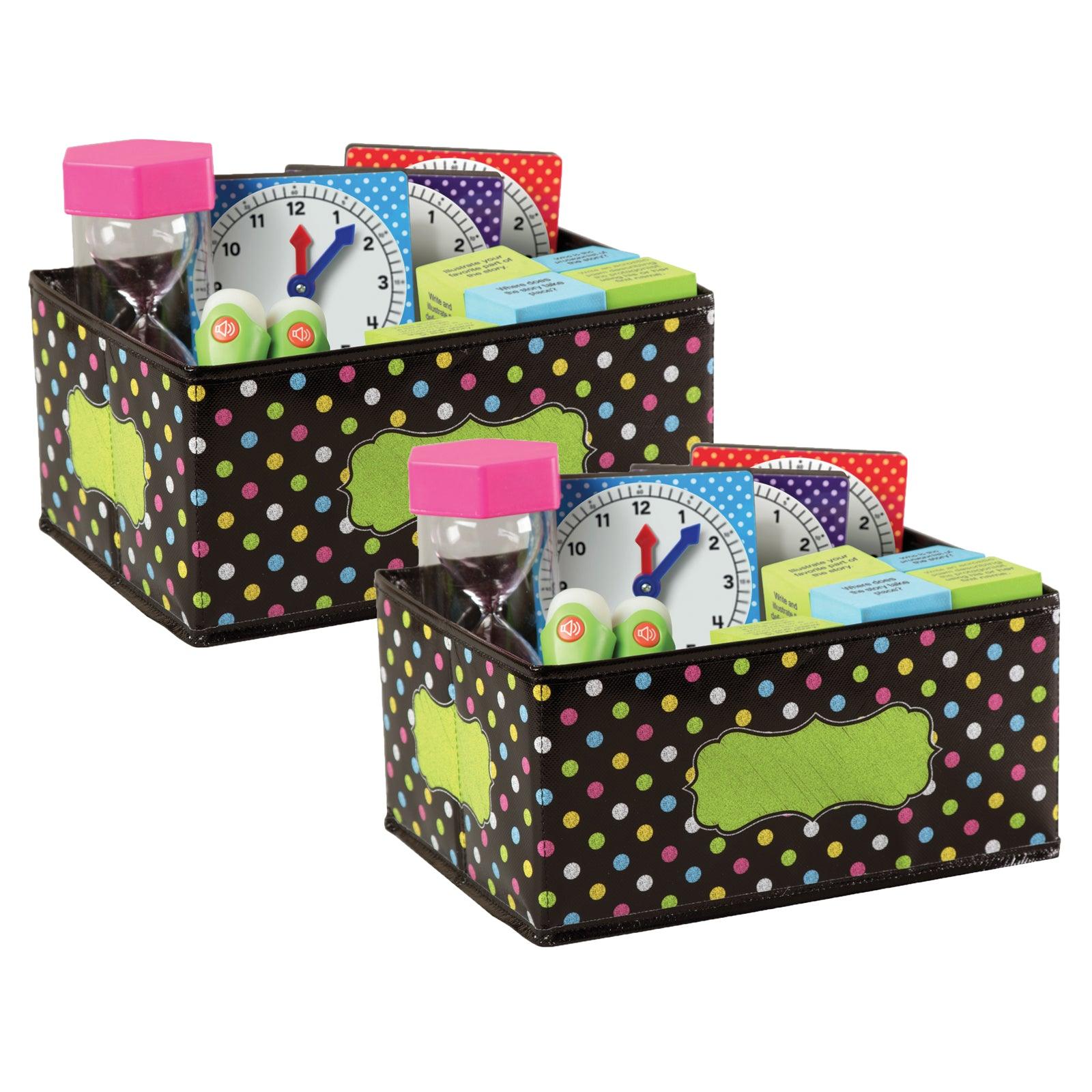 Chalkboard Brights Small Storage Bin, 8" x 11" x 5", Pack of 2 - Loomini