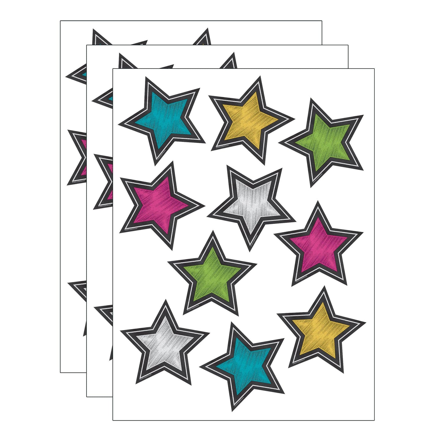 Chalkboard Brights Stars Accents, 30 Per Pack, 3 Packs - Loomini