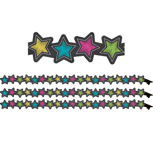 Chalkboard Brights Stars Magnetic Border, 24 Feet Per Pack, 3 Packs - Loomini