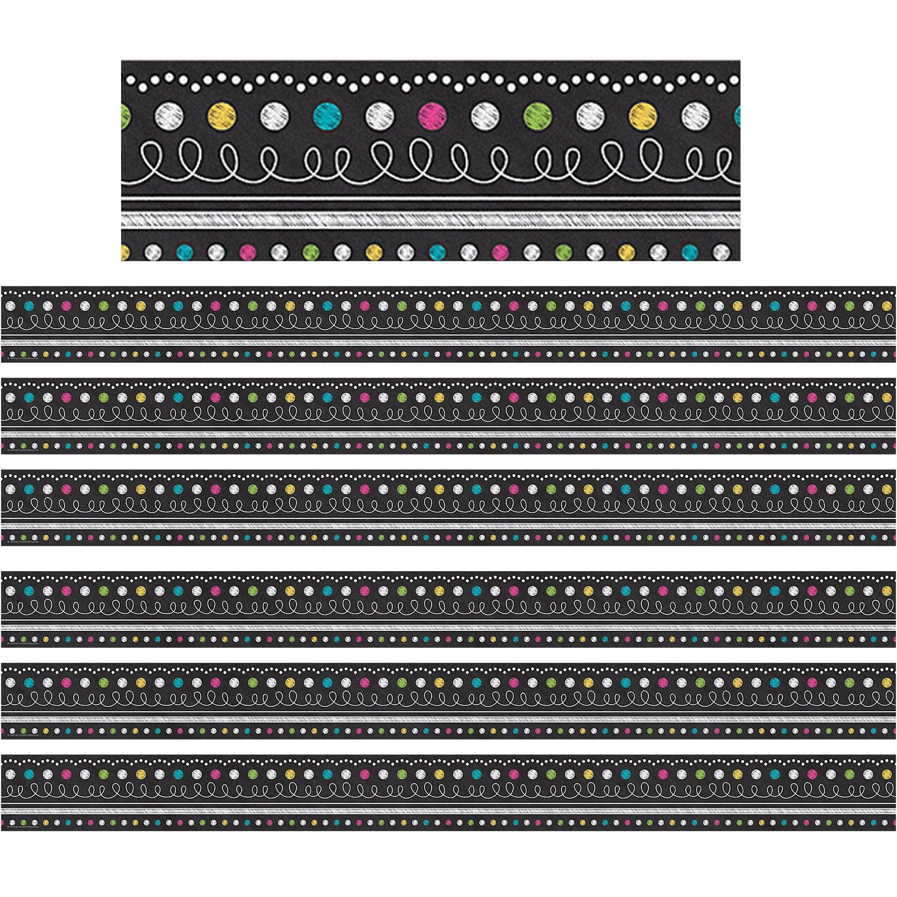 Chalkboard Brights Straight Border Trim, 35 Feet Per Pack, 6 Packs - Loomini