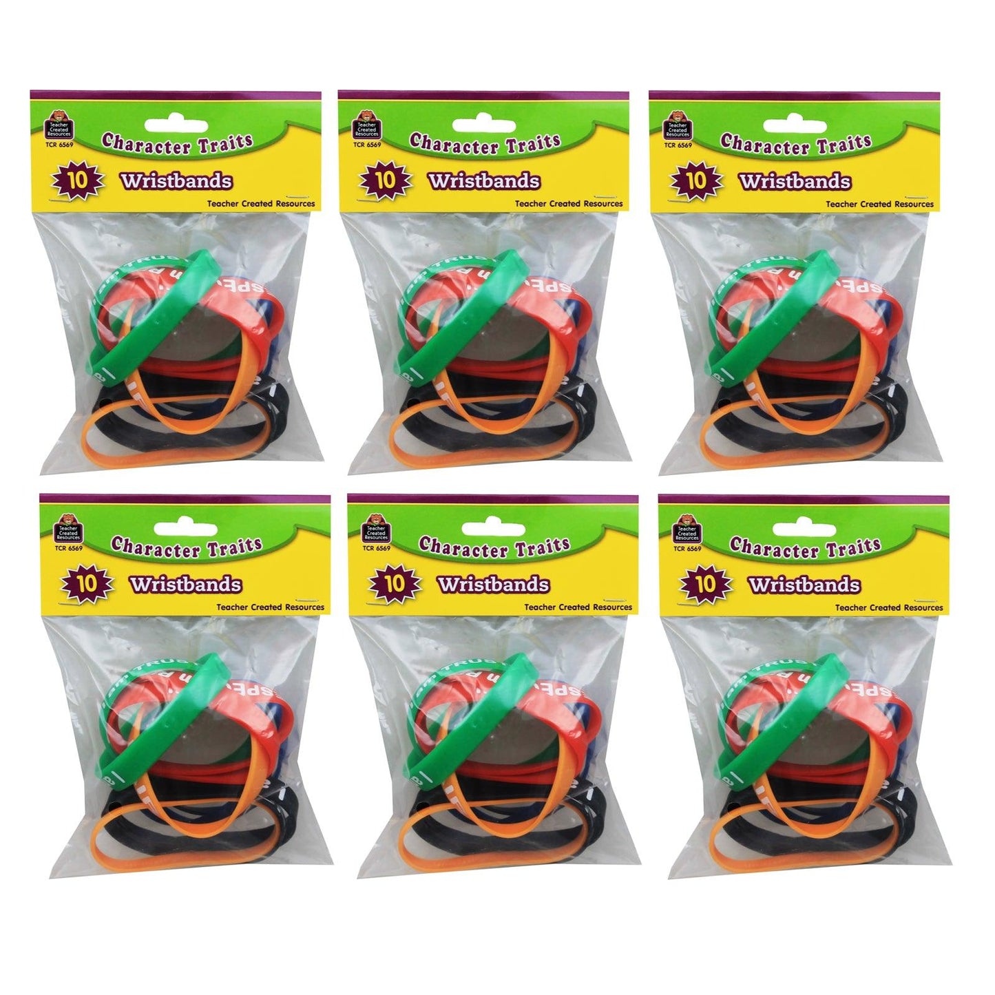 Character Traits Wristband Pack, 10 Per Pack, 6 Packs - Loomini