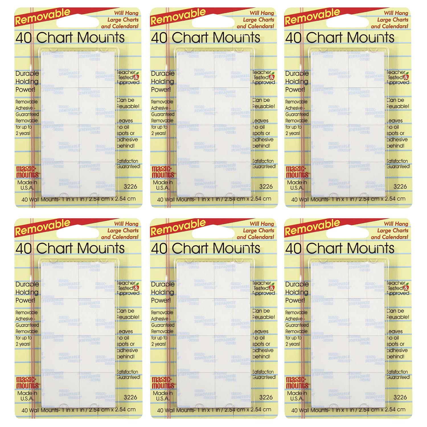 Chart Mounts, 1" x 1", 40 Per Pack, 6 Packs - Loomini