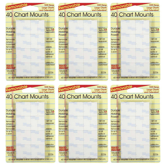 Chart Mounts, 1" x 1", 40 Per Pack, 6 Packs - Loomini