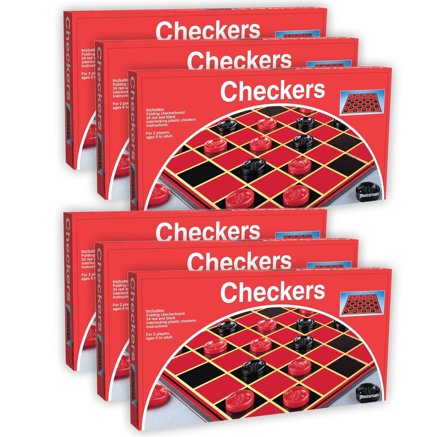 Checkers Game, Pack of 6 - Loomini