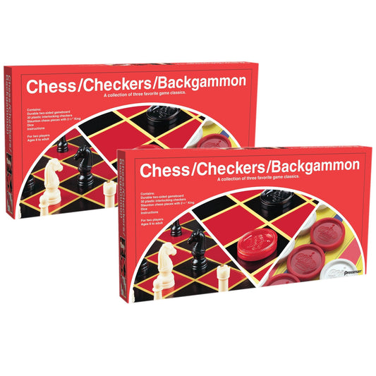 Chess/Checkers/Backgammon Board Game, Pack of 2 - Loomini