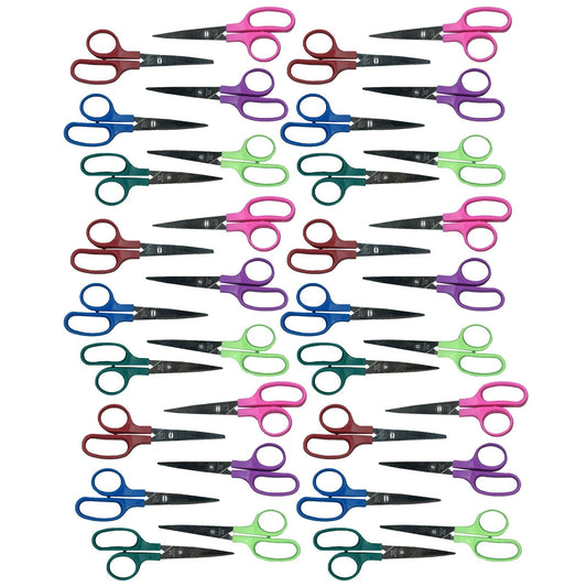 Children's 5" Scissors, Pointed Tip, Assorted Colors, Pack of 36 - Loomini