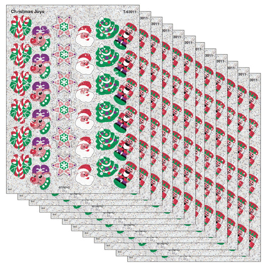Christmas Joys Sparkle Stickers®, 72 Per Pack, 12 Packs - Loomini
